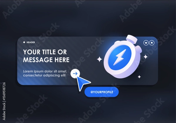 Fototapeta Modern Website Header Template with Social Media Profile Button, Icons, and Interactive Design Elements