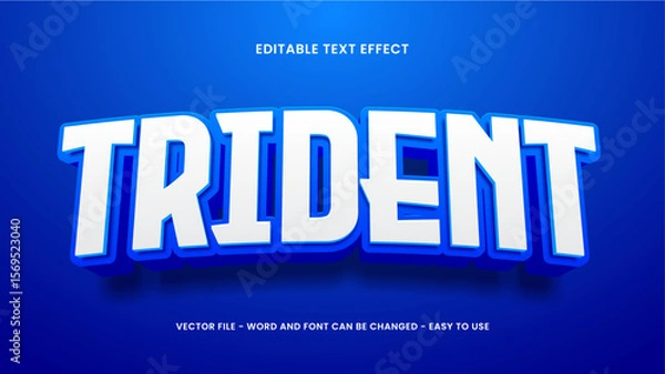 Fototapeta Editable text effect with blue 3D style