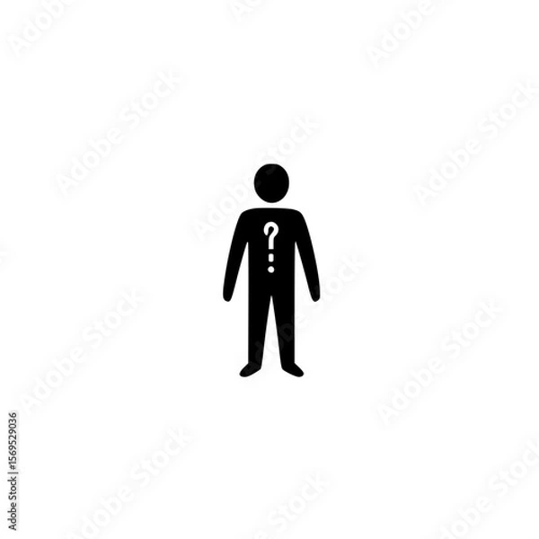 Fototapeta Silhouette of Person Wearing Shirt with Question Mark Symbolizing Mystery or Unknown Identity