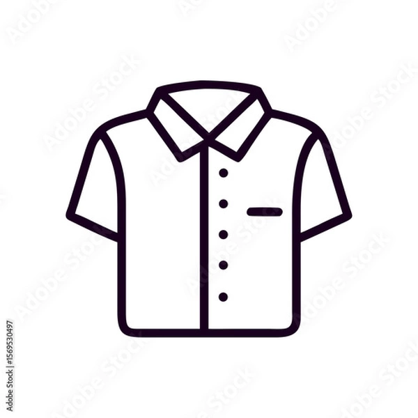 Fototapeta Short-sleeve button-up shirt in simple line art style  