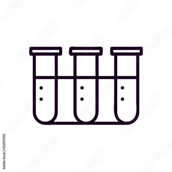 Fototapeta Laboratory test tubes in minimalist line art style for science concept  