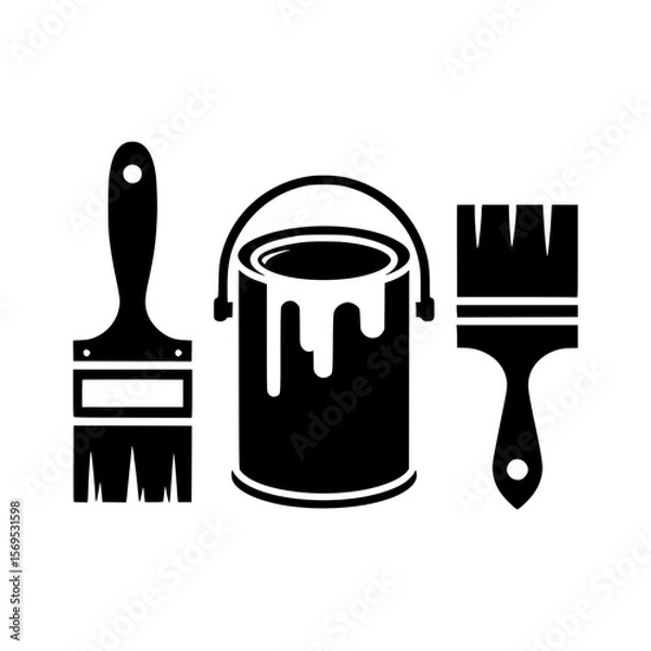 Fototapeta paint can and brush