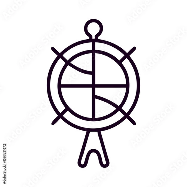 Fototapeta Compass icon in minimal line style representing navigation tools  
