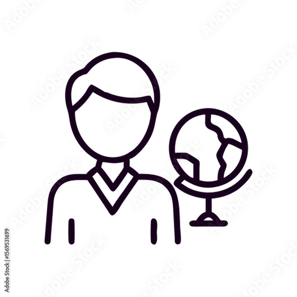 Fototapeta Person standing next to a globe symbolizing the concept of Back to school  