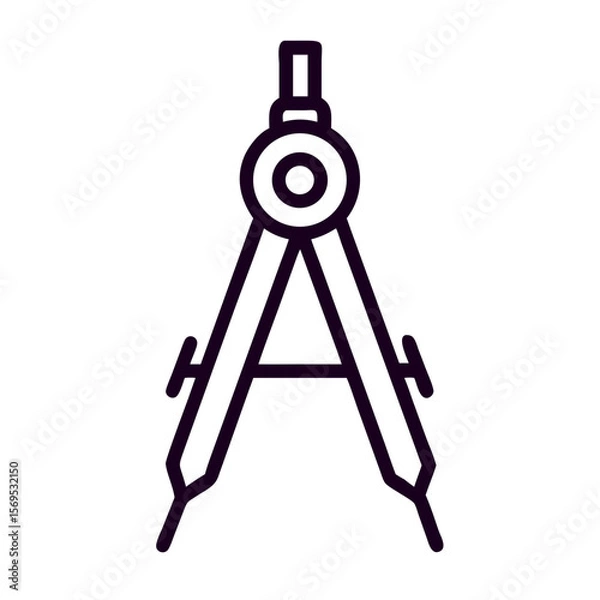 Fototapeta Compass tool outlined on a white background for back to school  