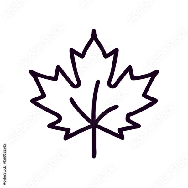 Fototapeta Outline of a maple leaf in minimal style for seasonal themes  