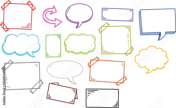 Fototapeta Colorful Borders  Speech Bubbles Design Elements Collection