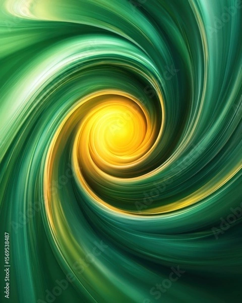 Fototapeta Abstract Green and Gold Energy Swirl abstract swirl green gold energy background vortex spiral yellow motion dynamic light smooth fluid wave curve flow speed bright vibrant modern digital art backdrop