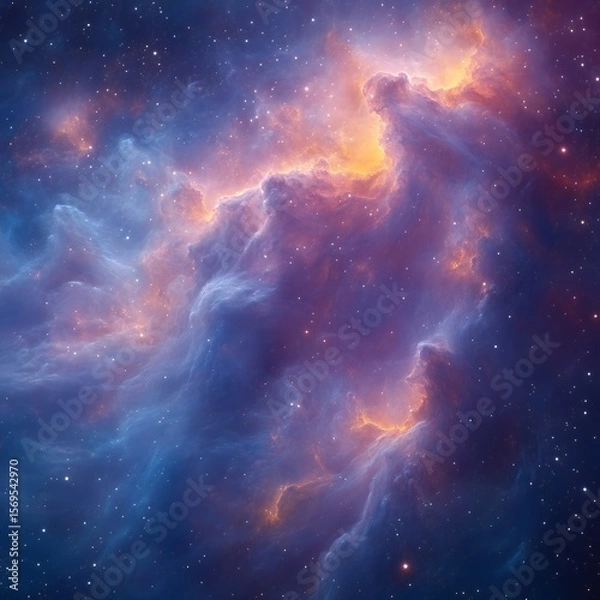 Fototapeta Stunning Cosmic Nebula Image Vibrant Purple and Orange Gaseous Clouds in Space