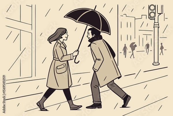 Fototapeta couple under umbrella