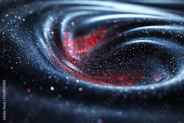 Fototapeta Elegant Cosmic Swirl Background with Glitter background swirl glitter cosmic elegant abstract texture pattern liquid fluid sparkle space galaxy universe wave dark blue red silver black mysterious art