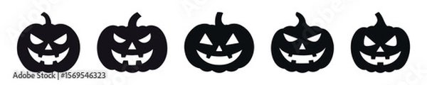 Obraz halloween pumpkin jack flat icon set
