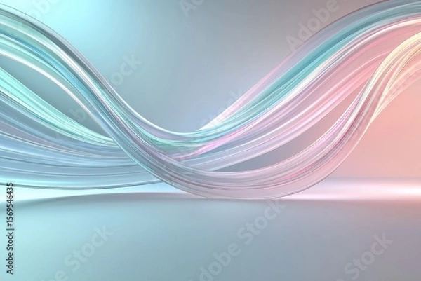 Fototapeta Abstract 3D Render of Flowing Pastel Gradient Waves abstract gradient pastel render background wave curve line dynamic fluid flow motion color translucent glossy digital art illustration smooth modern