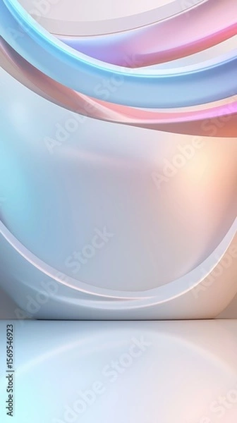Fototapeta Soft pastel abstract background with flowing curves and vibrant gradient abstract background gradient pastel soft flowing vibrant texture pattern shape wave curve blue pink white smooth futuristic
