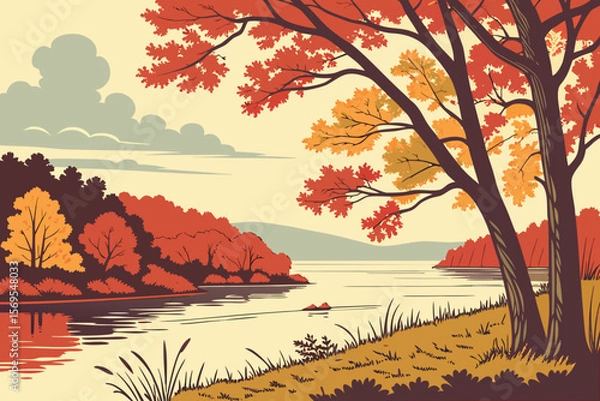 Obraz autumn landscape with trees