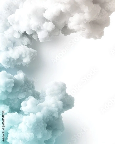 Fototapeta Abstract Gradient Smoke or Cloud Swirl smoke cloud gradient mist vapor color blend diffuse blue green teal white background texture pattern design fluid smooth soft ethereal tranquil movement dissolve