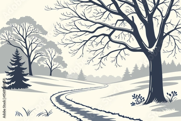 Fototapeta winter landscape with trees