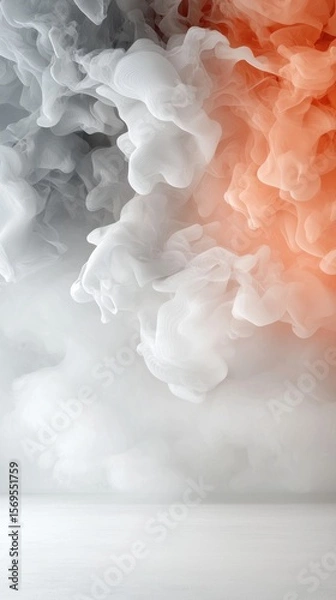 Fototapeta Abstract Colorful Smoke Background abstract smoke colorful background ink liquid swirl flow white grey orange peach texture dynamic fluid cloud puff backdrop design art studio room light bright shape