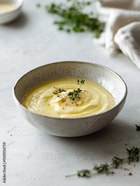 Obraz Creamy Mashed Potatoes in Rustic Grey Bowl