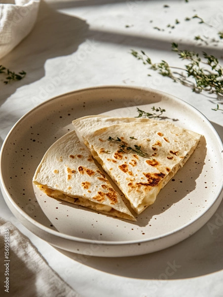 Obraz Classic Cheese Quesadilla Cut in Halves