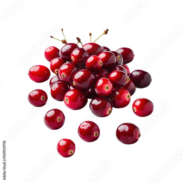 Fototapeta Fresh Cranberries Pile Isolated on Transparent Background