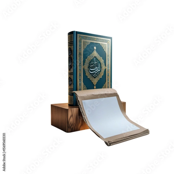 Fototapeta Quran Kareem with Blank Page for Islamic Message or Design