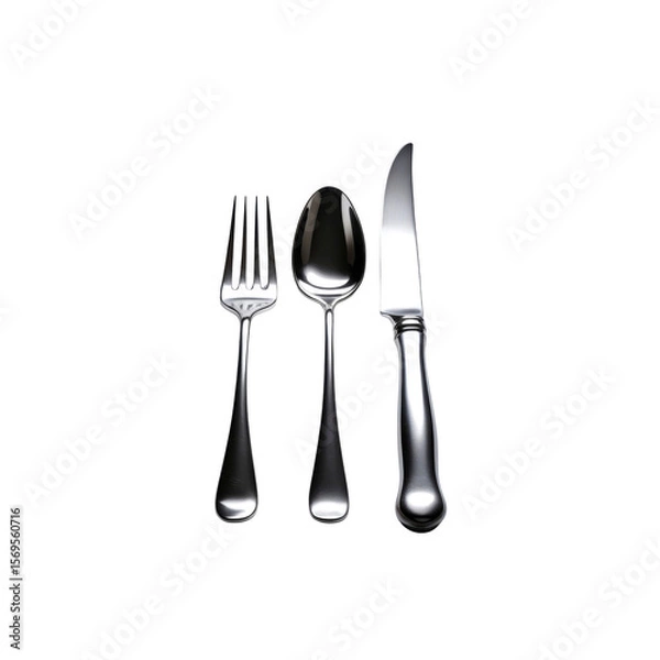 Fototapeta Elegant Silverware Place Setting Fork, Spoon, and Knife