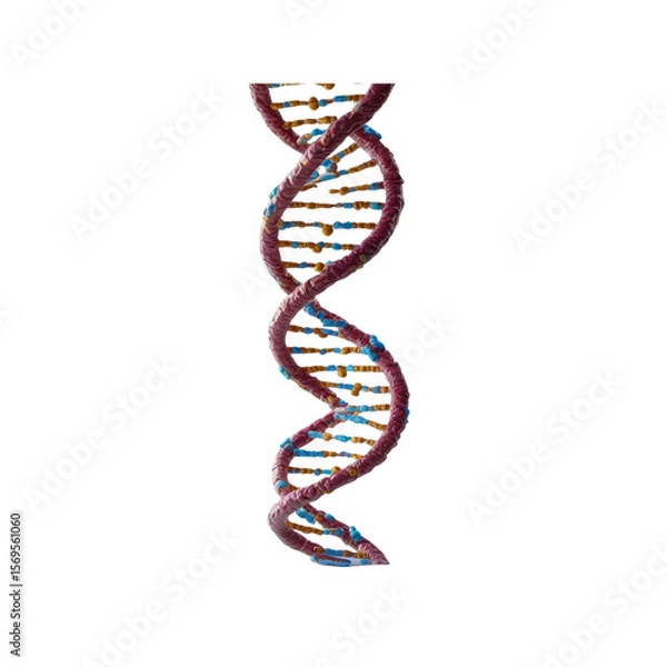 Fototapeta 3D Render of DNA Double Helix Structure on Transparent Background