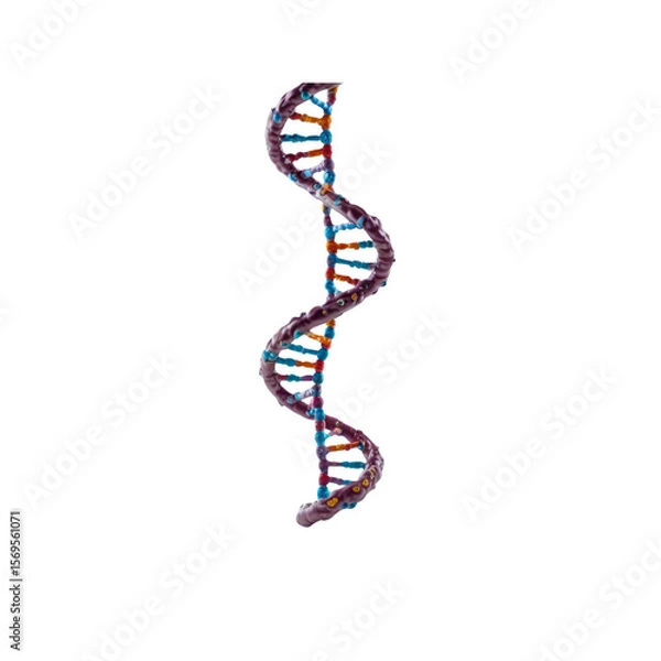 Fototapeta 3D Render of DNA Double Helix, Genetic Code, Molecular Structure