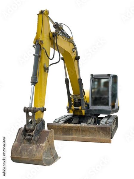 Obraz yellow excavator isolated on white background