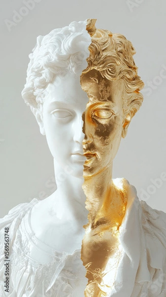 Fototapeta Split Image of golden baroque statue