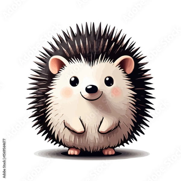 Obraz Cute funny hedgehog on a white background