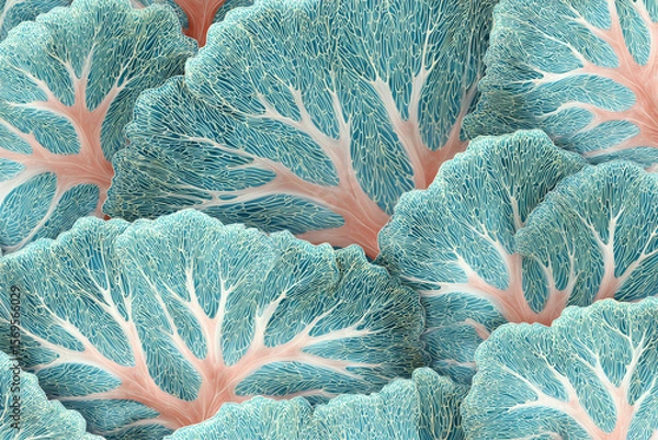 Fototapeta Intricate blue coral-like structures with delicate branching patterns create a stunning underwater scene
