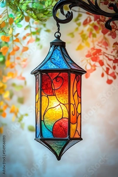 Fototapeta a lantern made of colored stained glass panels