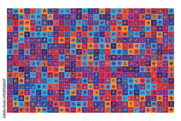 Fototapeta The seamless colorful tile pattern in vector style adds energy and personality to walls or floors, suitable for creative, fun, or expressive spaces.
