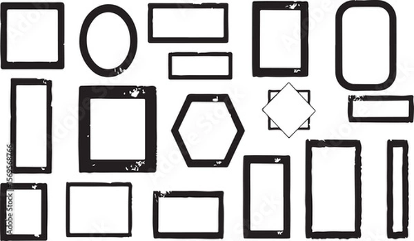 Obraz Various distressed geometric frames and shapes border grunge