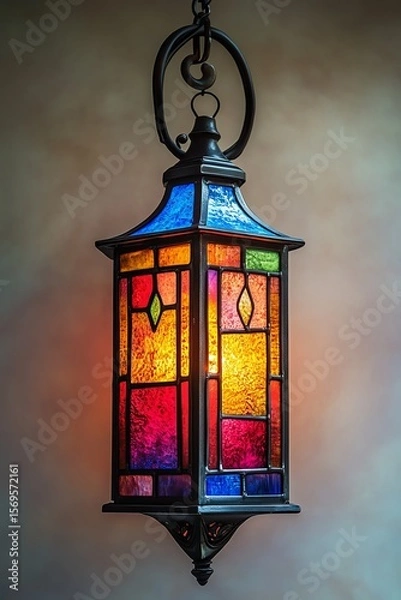 Fototapeta a lantern made of colored stained glass panels