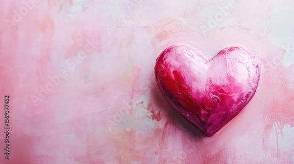 Fototapeta Artistic heart painting with pink color palette creates a tender aesthetic