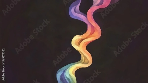 Fototapeta Abstract Rainbow Swirl Against a Dark Backdrop for Creative Applications