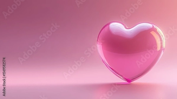 Fototapeta Pink heart on a pink background, symbol of affection and romance