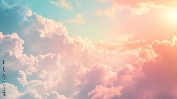 Fototapeta Dreamy cloudscape with pastel hues evoking tranquility and ethereal beauty