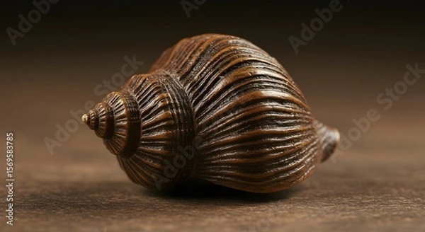 Fototapeta Intricate Carved Wooden Seashell A Detailed Close-Up of Exquisite Craftsmanship, Showcasing the Artist's Skill and Attention to Detail in Replicating Natural Forms in Wood.