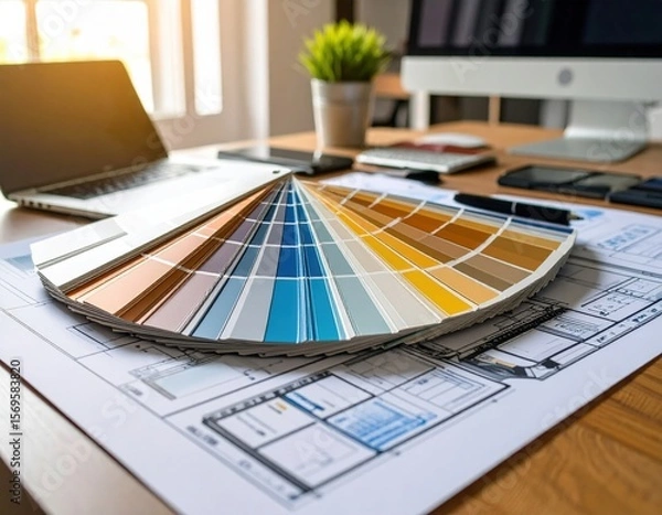 Obraz Color Palette On Desk In Office Workspace