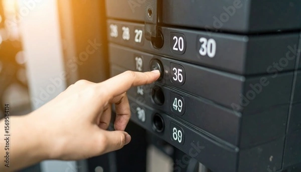 Obraz Hand Selecting Weight On Gym Equipment