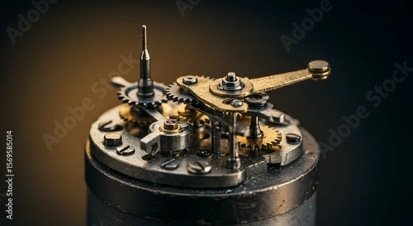 Fototapeta Intricate Clockwork Mechanism Close-up of Antique Watch Gears and Components