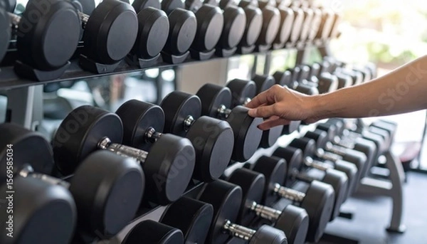 Obraz Hand Selecting Dumbbells In Gym