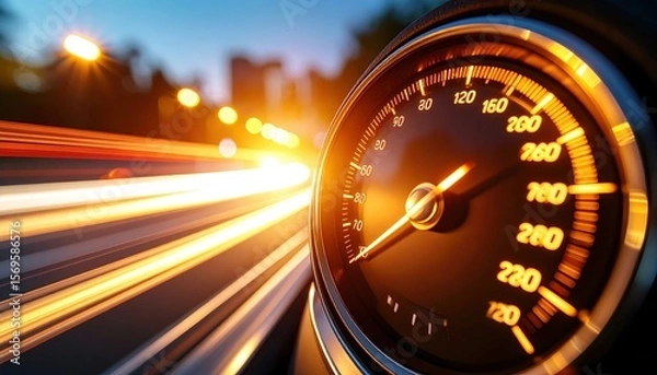 Obraz High Speed Car Dashboard At Night
