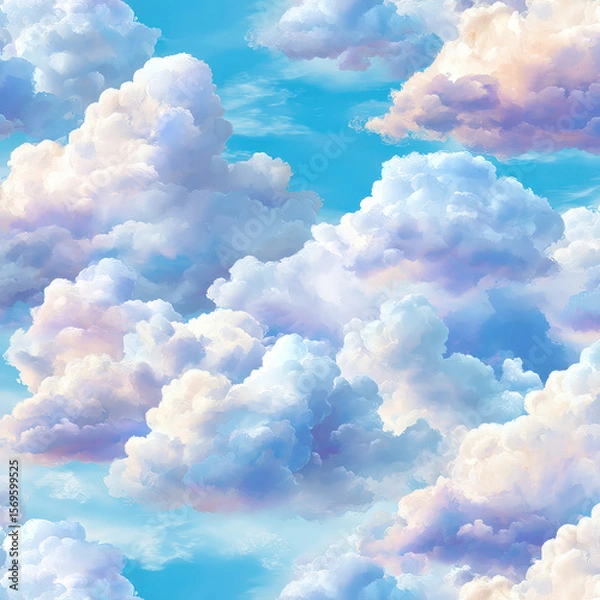 Fototapeta Soft and Fluffy Cumulus Clouds Pattern in a Seamless Design for Background and Textures