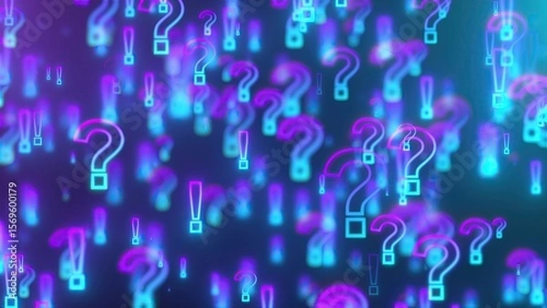 Fototapeta Glowing exclamation and question marks. Computer generated 3d render