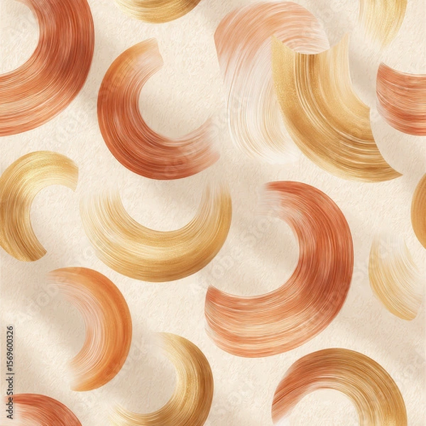 Fototapeta Elegant Seamless Pattern of Freestyle Henna Strokes and Curves in Warm Earthy Tones on Light Background